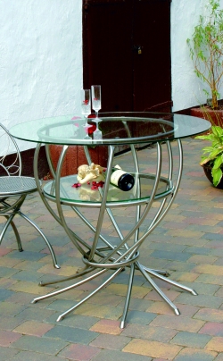 Gartentisch aus Edelstahl mit VSG Platte 8mm dick, 100cm